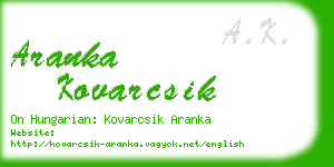 aranka kovarcsik business card